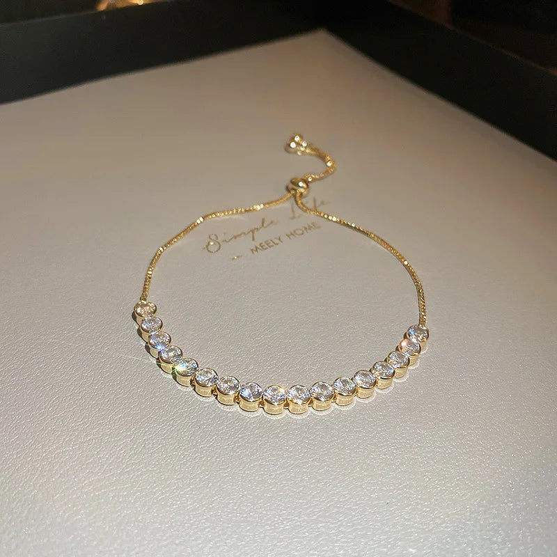 Luxury Wave Geometry Adjustable Crystal Bracelet