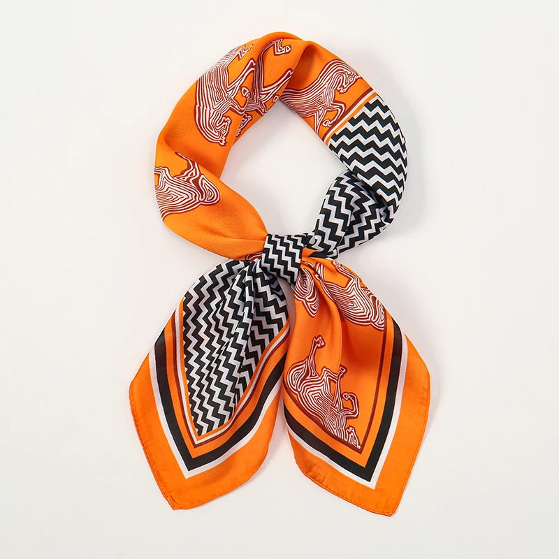 Luxury Silk Square Scarf - Elegant Satin Print Neck Wrap