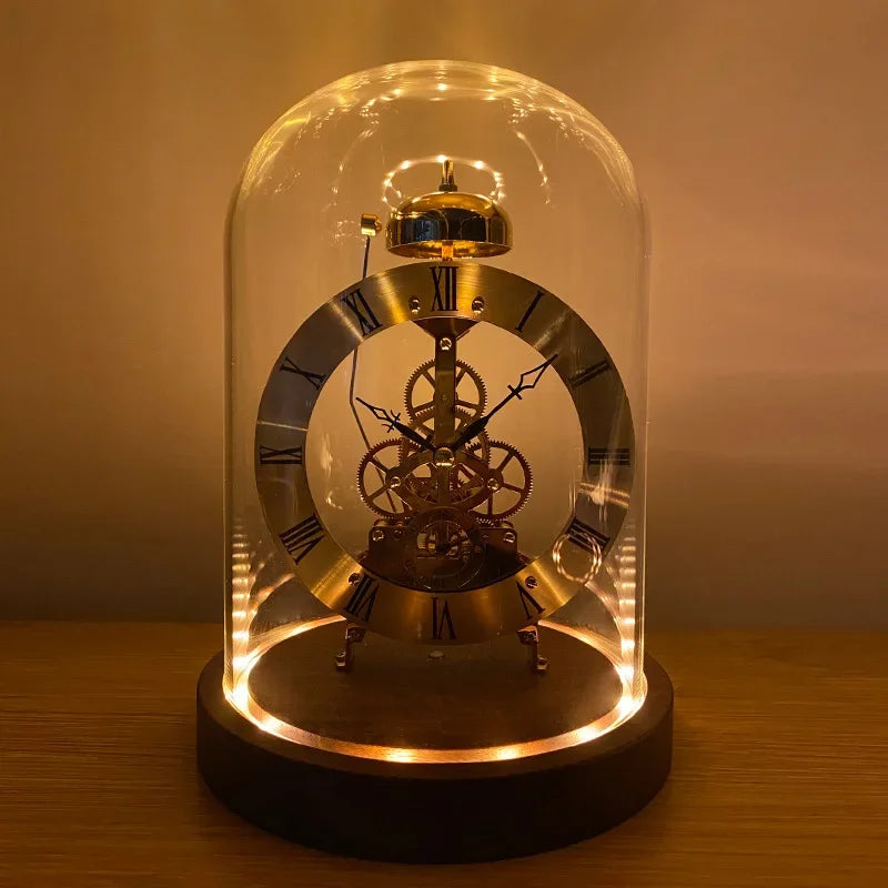 Elegant Luxury Desk Clock - Metal & Wood Tabletop Accent