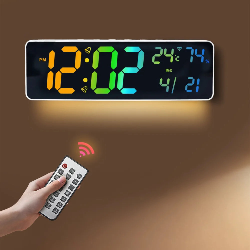 Premium Large RGB Digital Clock - Temp, Humidity & Date