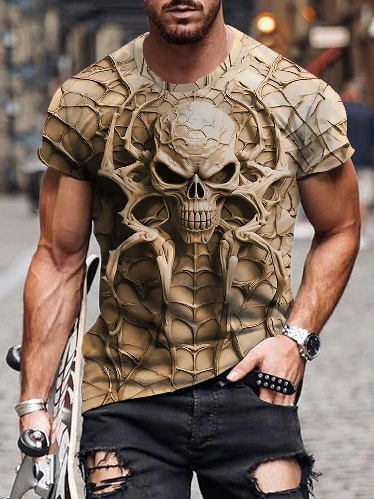 Premium Spider Print Men's T-Shirt - Streetwear Short Sleeve Tee