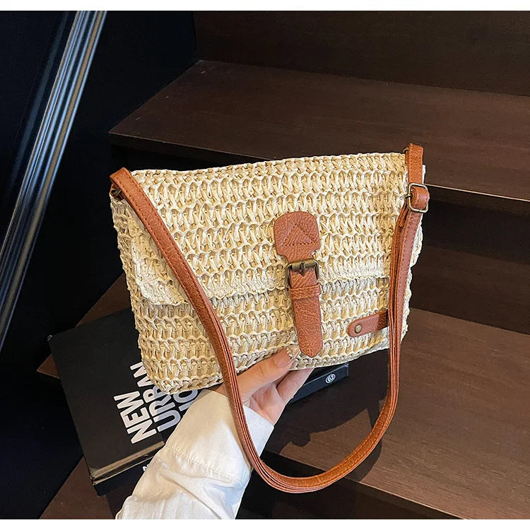 Elegant Straw Crossbody Bag - Chic Vacation & Casual Style