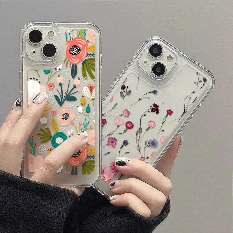 Soft Flower Phone Case For Samsung S25 Ultra S23 S24 FE Case A55 5g A35 A13 A25 A15 A06 A16 A54 A34 A53 A23 A52 A72 Clear Cover