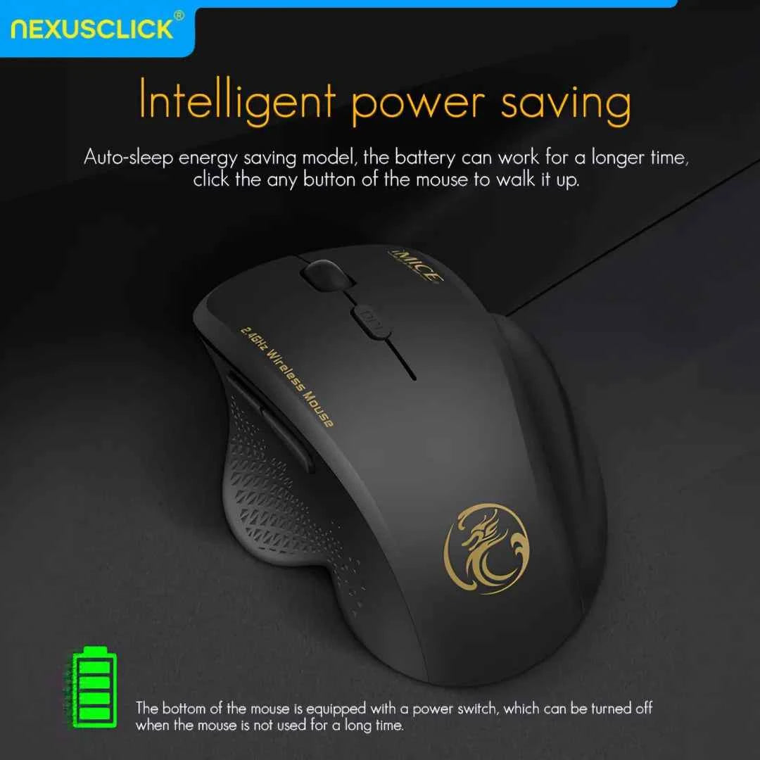 NexusClick 2.4G Wireless Silent Click Mouse,3 Adjustable DPI 6 Buttons Power Saving USB Plug Play Mice For Laptop Office Gaming