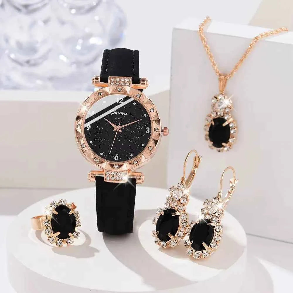 Luxury Rhinestone Women's Quartz Watch Set - Elegant Bracelet Gift