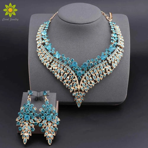 Elegant Crystal Jewelry Set - Rhinestone Necklace & Earrings