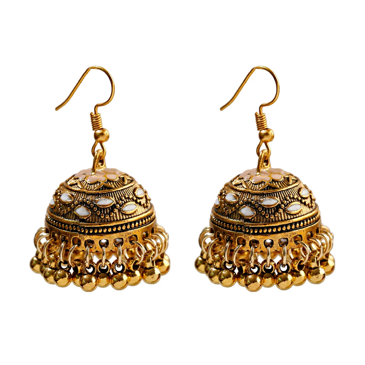 Elegant Indian Jhumka Earrings - Silver Flower Tassel Dangle Design
