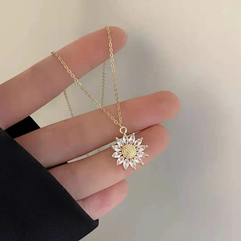 Elegant Zircon Crystal Stainless Steel Necklace