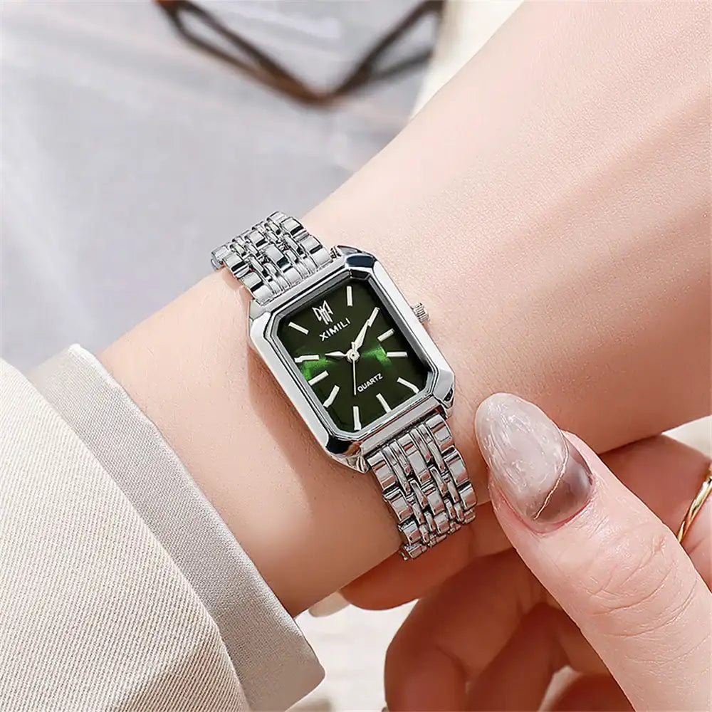 Elegant Ladies Quartz Gold Watch - Square Stainless Steel