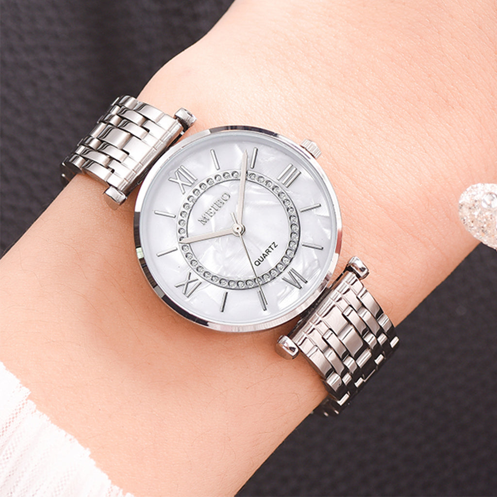 Elegant Diamond Bracelet Watch - Quartz Movement for Women