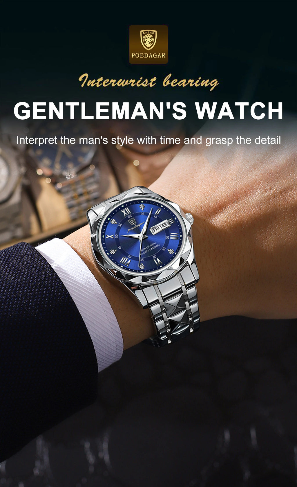 Luxury Men's Quartz Watch - Date & Week Display