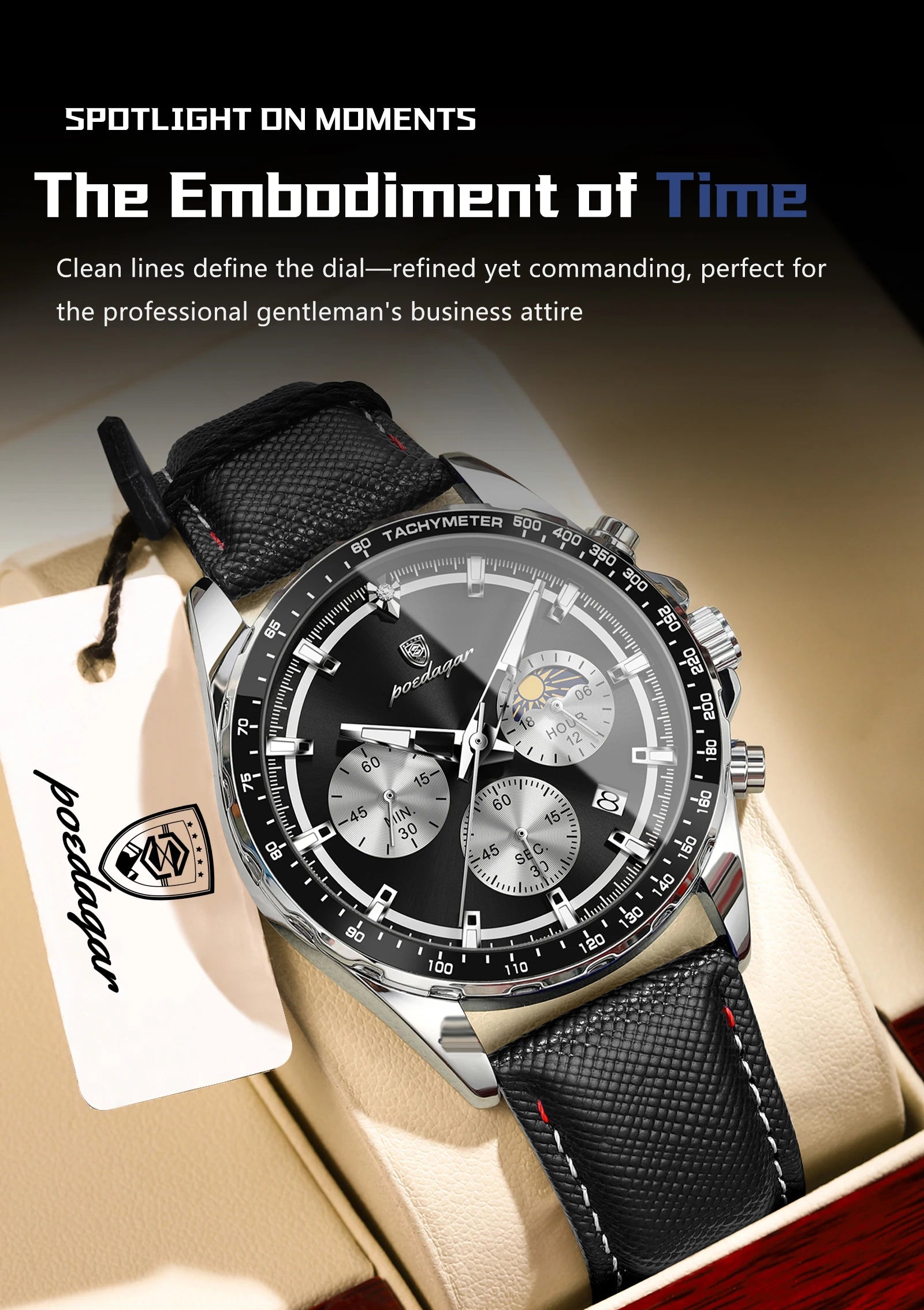 Premium Men's Leather Chronograph Watch - Luminous & Waterproof