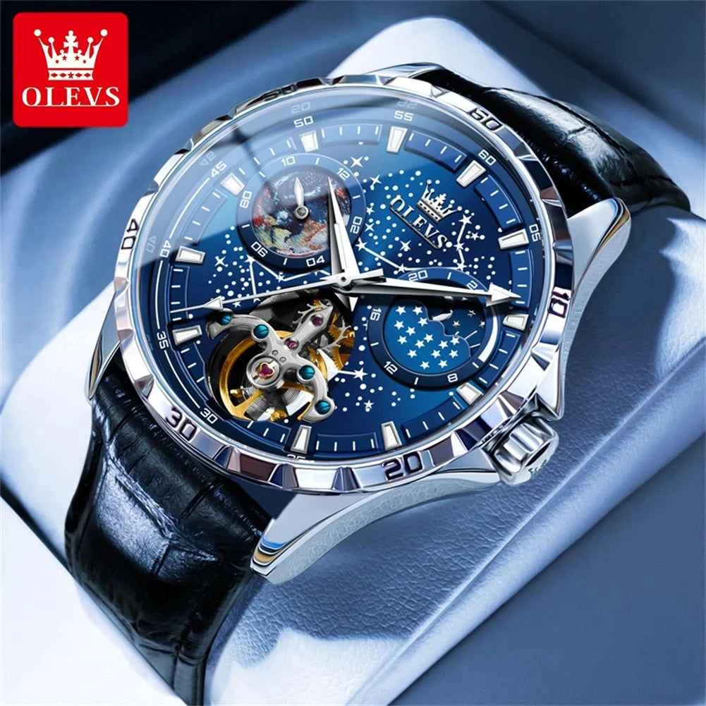 Luxury Men's Moon Phase Watch - Skeleton Chronograph
