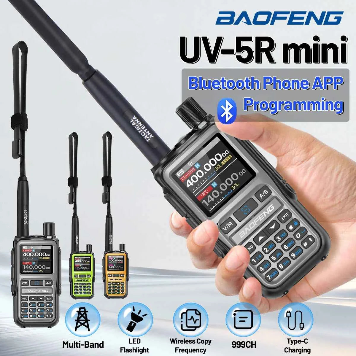 Professional Mini Walkie Talkie - Multi-Band & Bluetooth Two-Way Radio