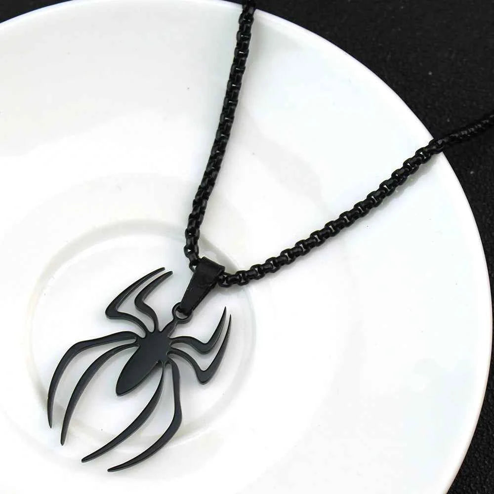 Vintage Spider Pendant Necklace - Gothic Punk Chain