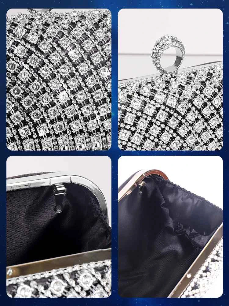 Elegant Rhinestone Evening Bag - Luxury Chain Shoulder Purse