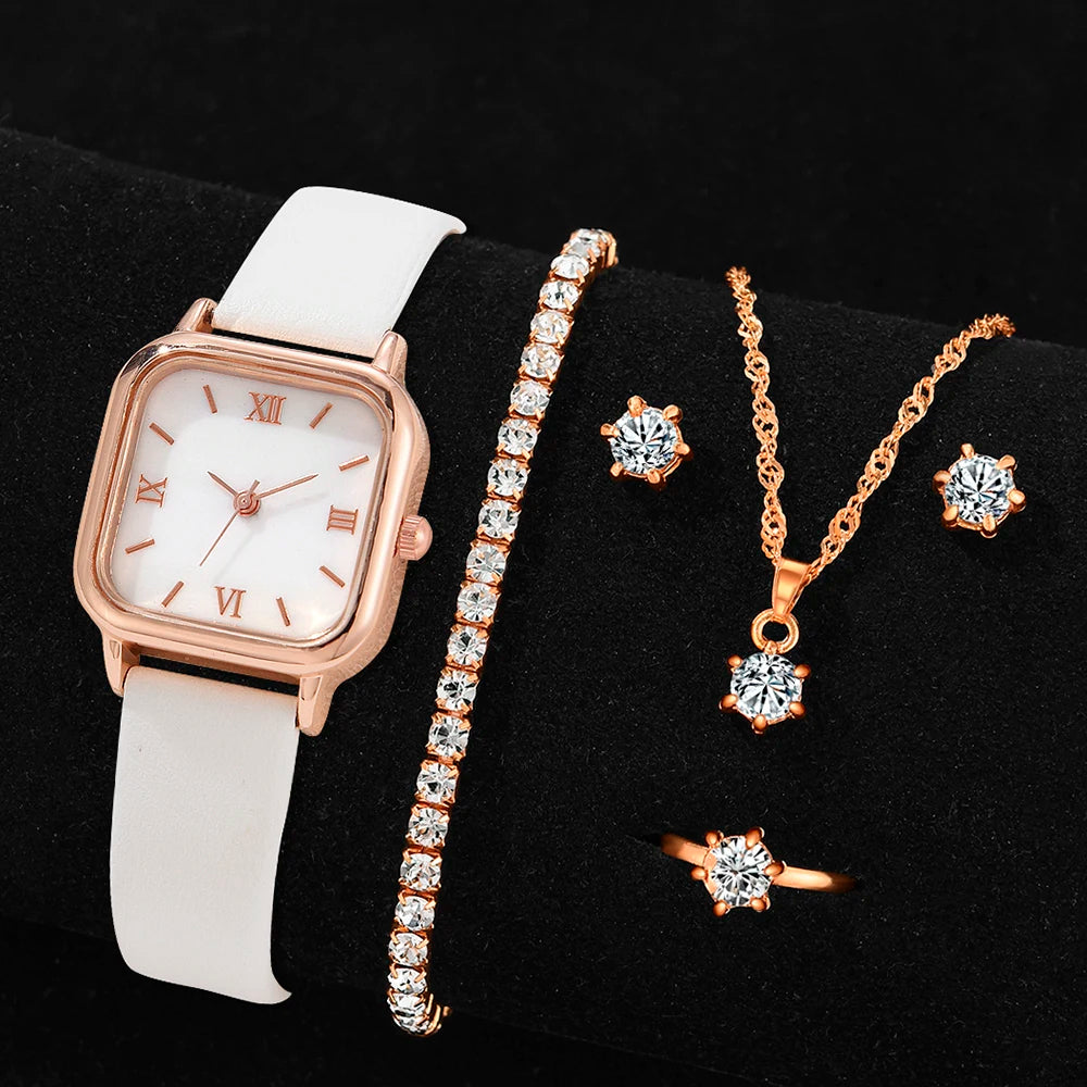 Minimalist Quartz Watch - Luxury Leather Belt & Bracelet Set