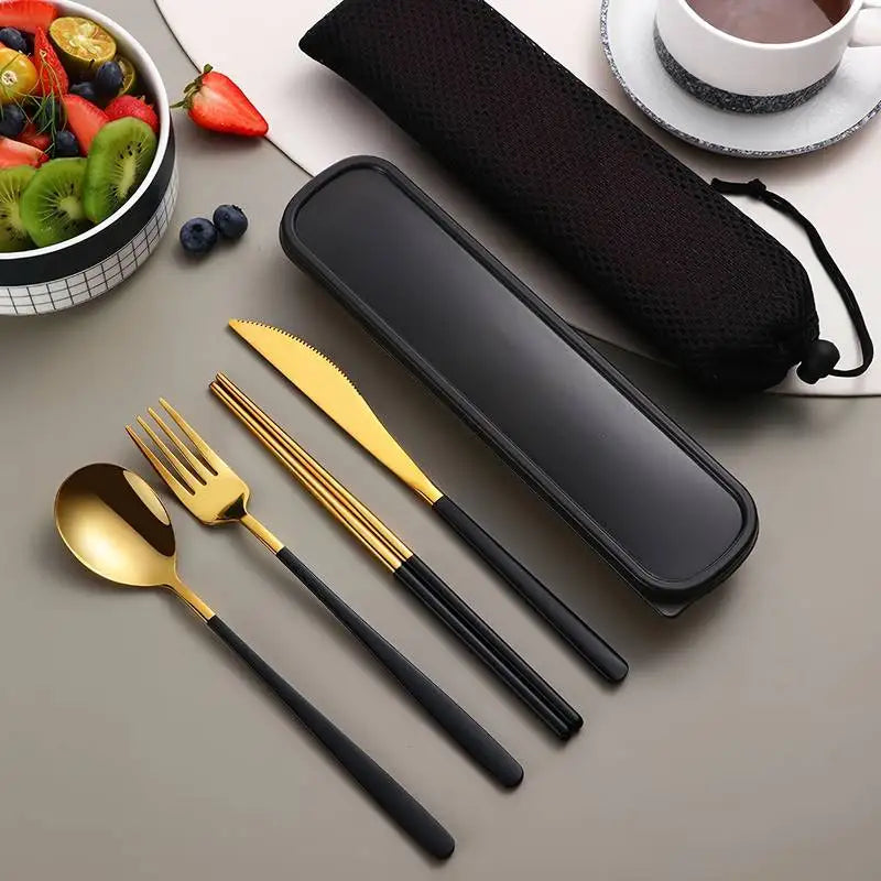 Elegant Portable Cutlery Set - Stainless Steel with Storage
