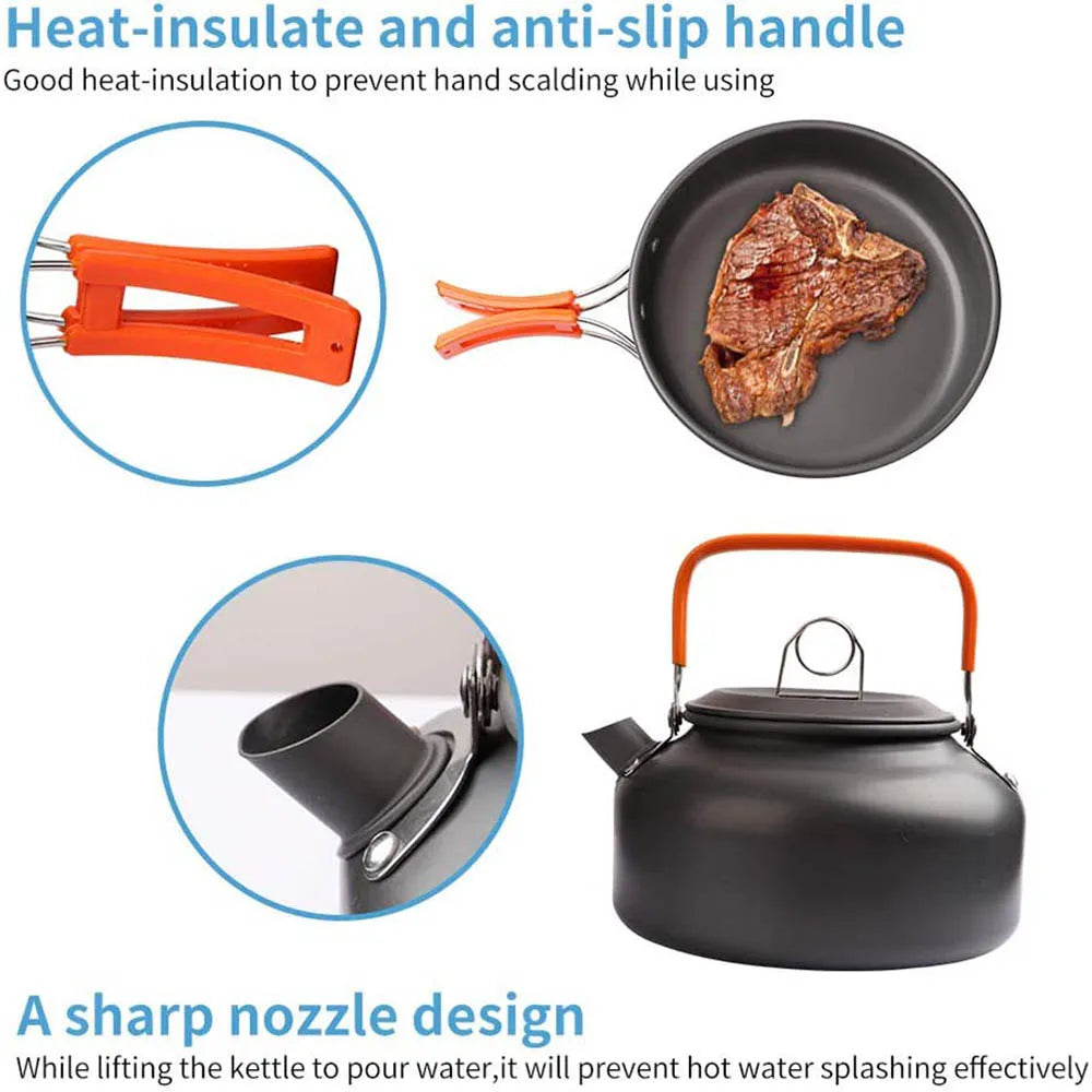Premium Camping Cookware Kit - Compact & Durable Aluminum Set
