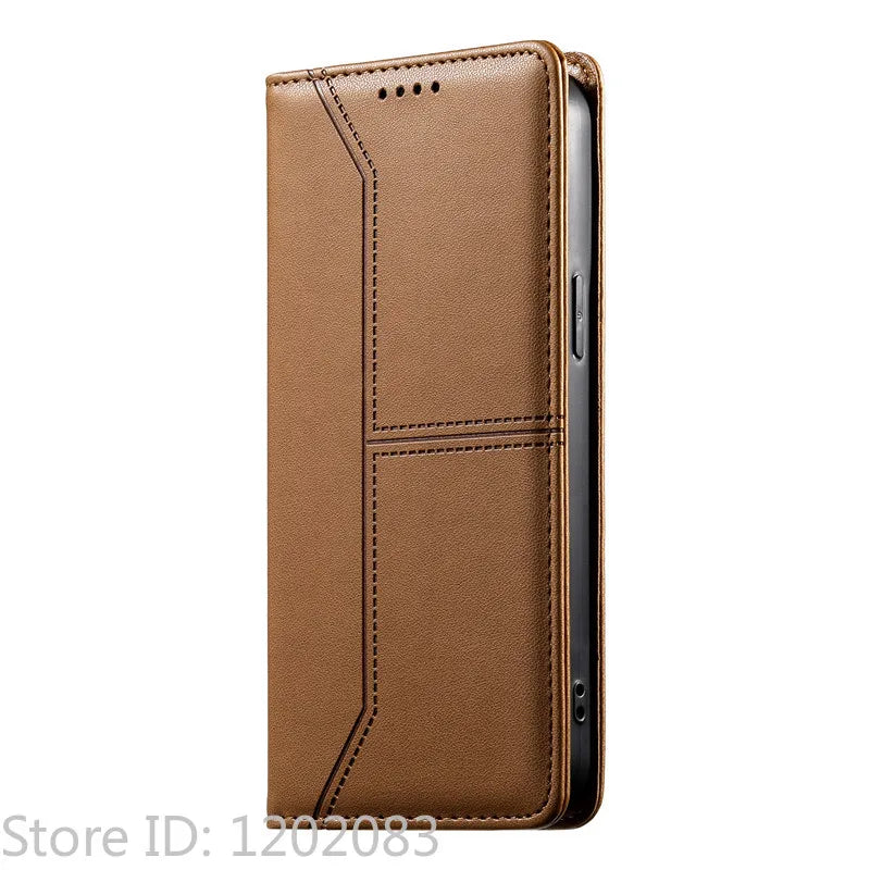 Luxury Magnetic Leather iPhone Case - Wallet Flip Cover
