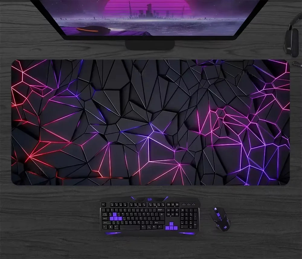Gaming mouse pad - large black desk mat with smooth surface and anti-slip rubber base