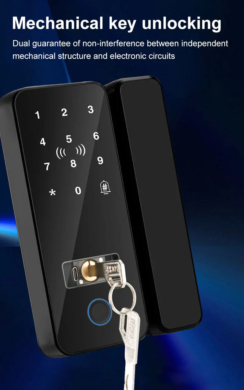 Smart Glass Door Lock - Biometric Fingerprint & Tuya App