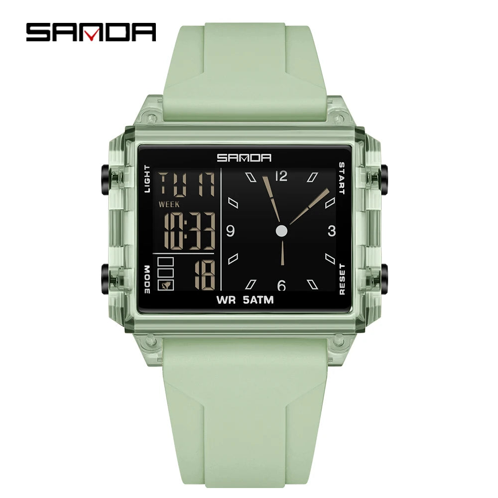Premium Digital Sports Watch - Waterproof Square LED Timepiece