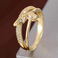 Sparkling zirconia copper ring - elegant geometric design with synthetic zircon stones