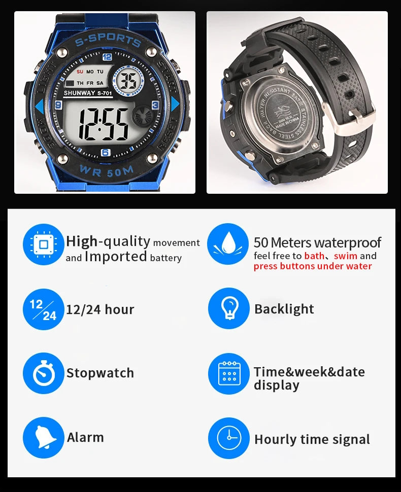 Premium Digital Sports Watch - Waterproof & Luminous