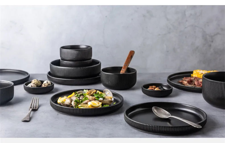 Premium Ceramic Dinnerware Set - Matte Glazed Japanese Style