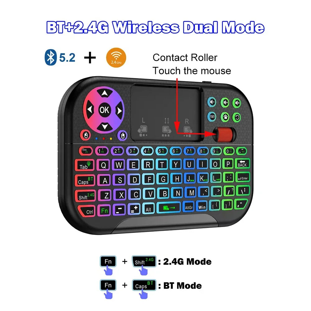 Premium Mini Wireless Keyboard with Touchpad & Scroll Wheel