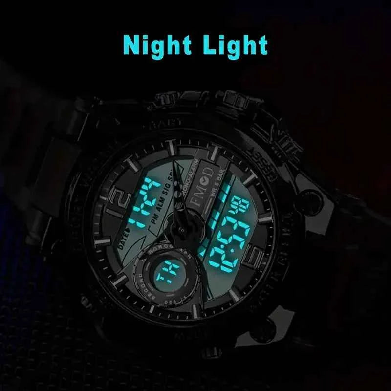 Digital Steel Military Wristwatch - LED Quartz Sports Clock