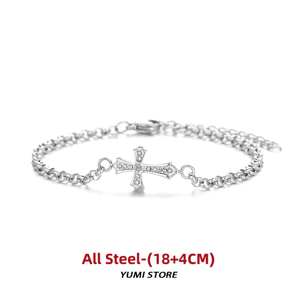 Premium Titanium Steel Cross Bracelet - Non-Fading & Adjustable