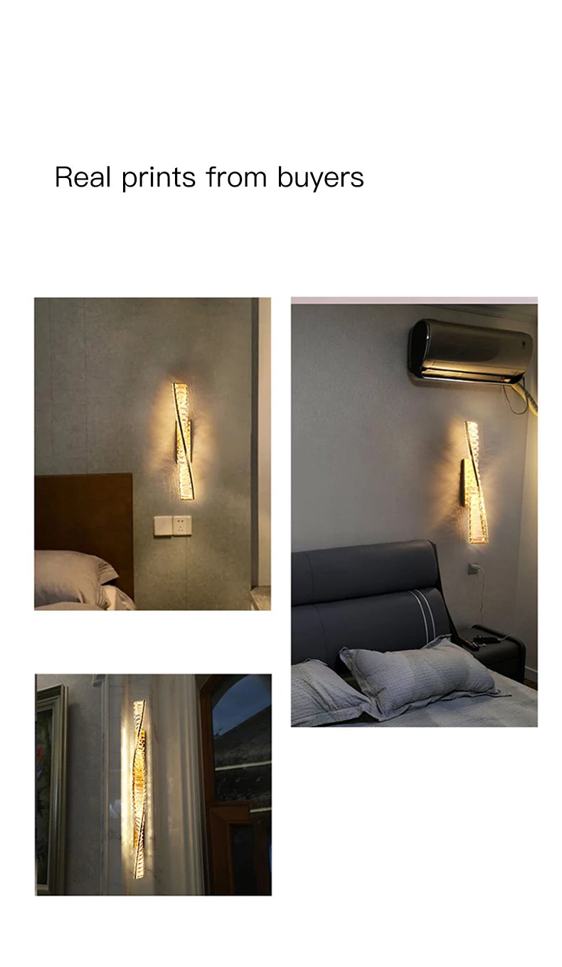 Luxury Crystal Wall Lamp - Gold LED Sconce Lighting