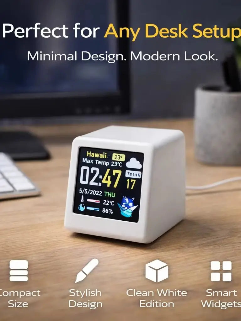 Premium Smart WiFi Desk Clock - Real-Time Data Display