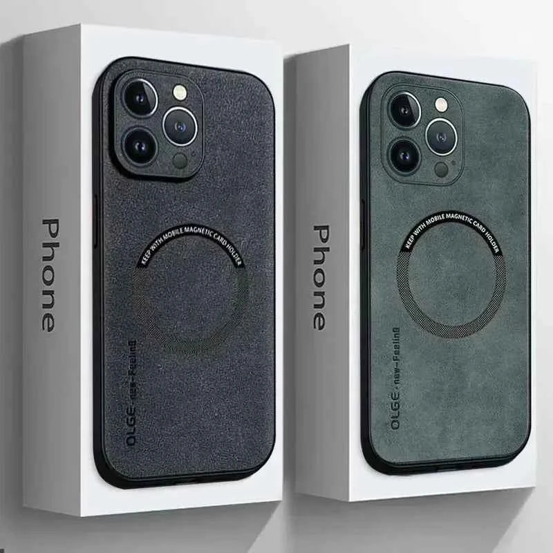 Luxury Leather Magnetic Phone Case - Shockproof & MagSafe Compatible