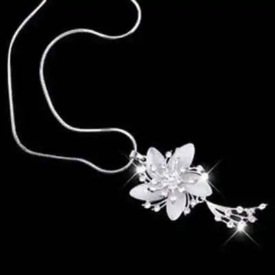 Luxury Crystal Flower Long Sweater Necklace - Elegant Pendant