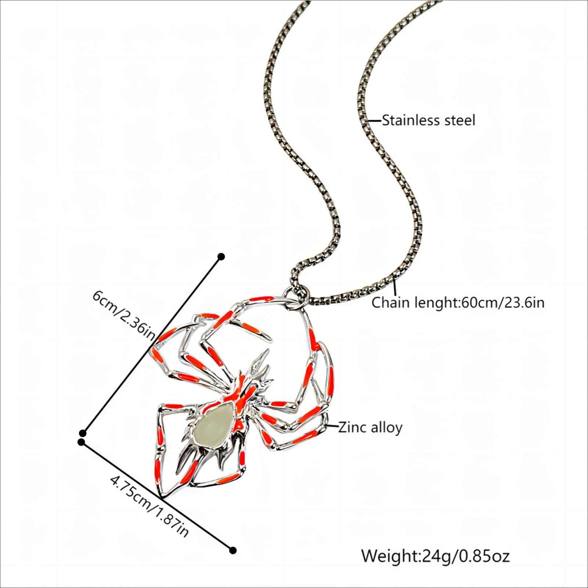 Gothic Glow Spider Pendant Necklace - Luminous Insect Jewelry