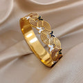 Butterfly cuff bracelet - elegant retro water ripple design in premium stainless steel