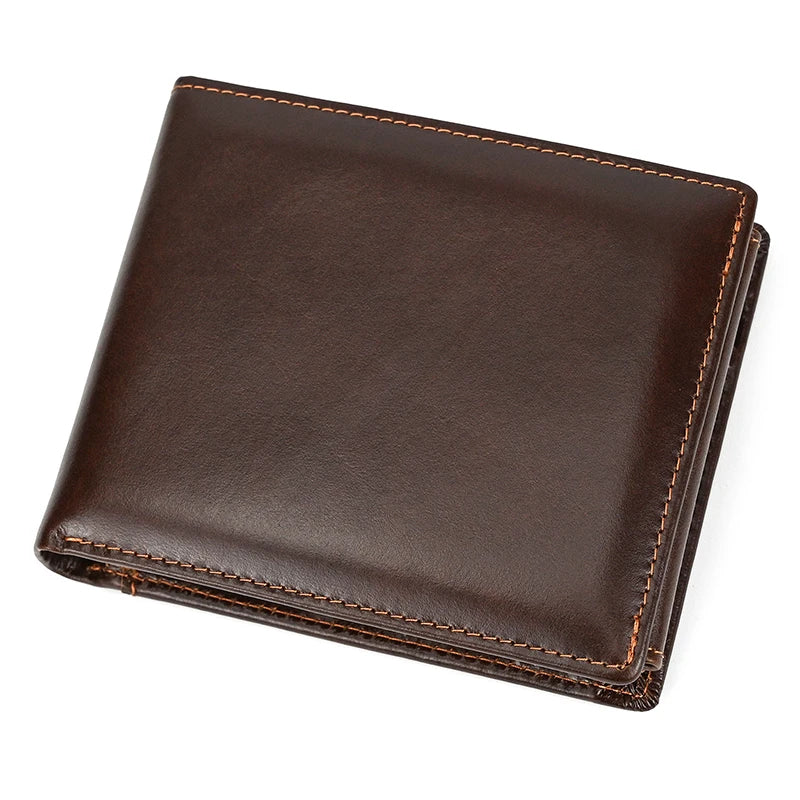 Premium Cow Leather Short Wallet - Unisex Hasp Clutch