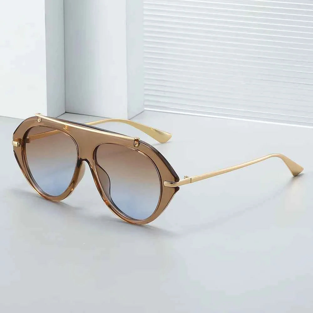 Retro Oversized Pilot Sunglasses - Vintage Gold Frame Shades