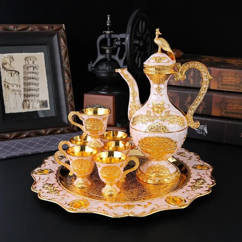 Elegant European Metal Wine Set - Retro Home Decor