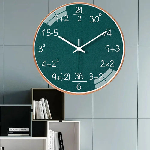 Modern Math Wall Clock - black and white creative art hanging clock with mathematical equations