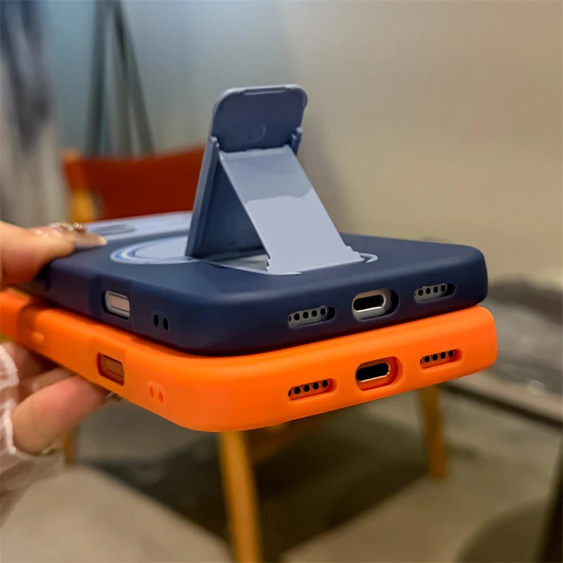 Luxury Magnetic Phone Case with Fold Stand & Camera Window