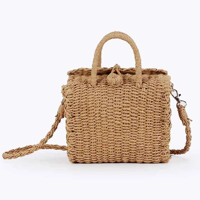 Elegant Straw Beach Bag - Handmade Bohemian Tote