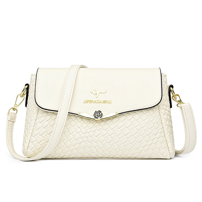 Designer Knitting Handbag - Elegant PU Leather