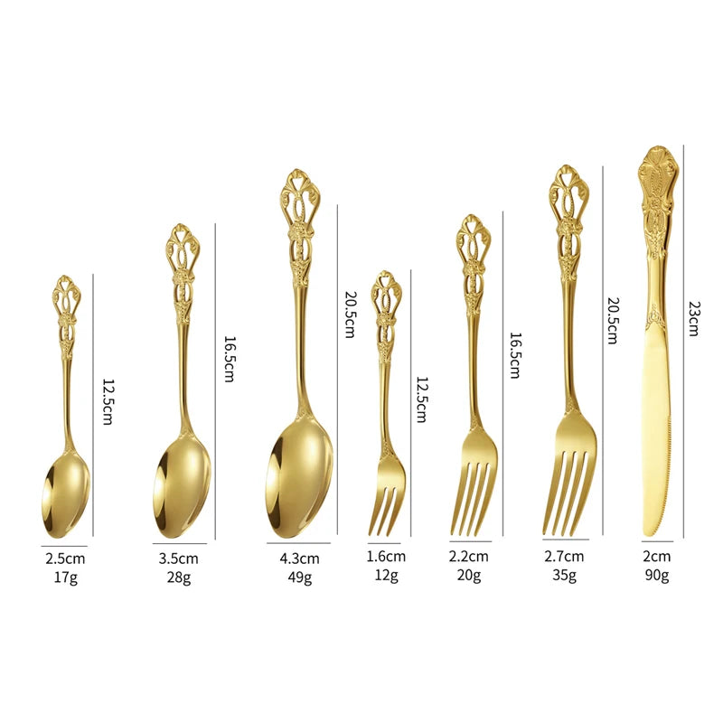 Elegant European Relief Flatware Set - Stainless Steel Tableware