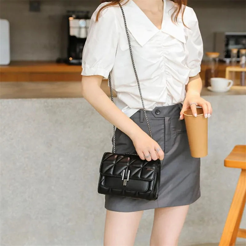 Elegant Mini Plaid Crossbody Bag - Classic Flap Purse