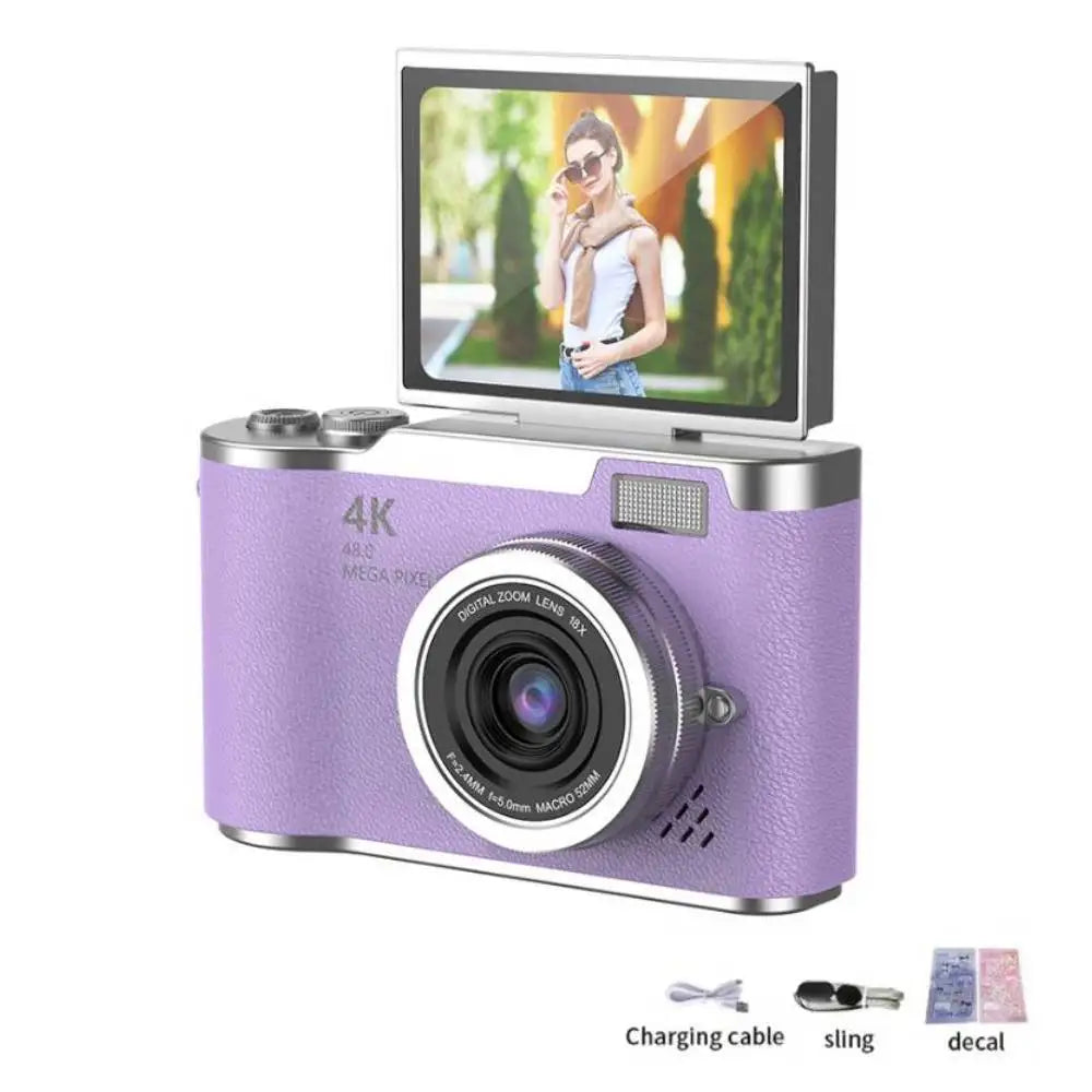 Compact 4K Digital Camera - 48MP HD Selfie Camcorder