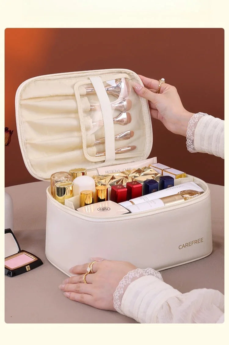 Premium Luxury PU Makeup Bag - Travel Organizer with Zipper